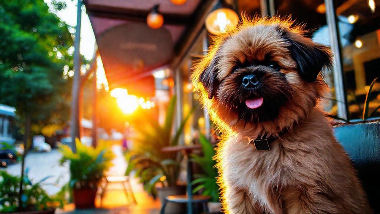 Un café encantador bajo la luz dorada
